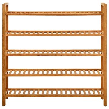 Scarpiera con 5 Ripiani 100x27x100 cm in Massello di Rovere