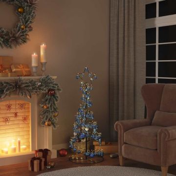 Albero di Natale a LED con Palline 80 LED Bianco Caldo 120 cm