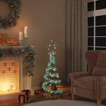 Albero di Natale a LED con Palline 80 LED Bianco Caldo 120 cm