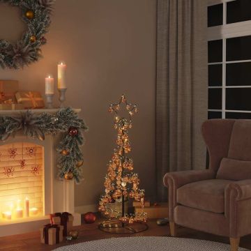 Albero di Natale a LED con Palline 80 LED Bianco Caldo 120 cm