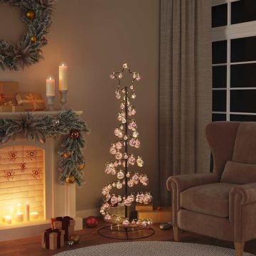 Albero di Natale a LED con Palline 100 LED Bianco Caldo 150 cm