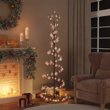 Albero di Natale a LED con Palline 120 LED Bianco Caldo 180 cm