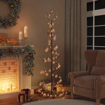 Albero di Natale a LED con Palline 120 LED Bianco Caldo 180 cm