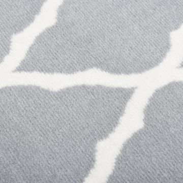 Tappeto Lungo in BCF Bianco e Grigio 60x450 cm
