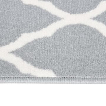 Tappeto Lungo in BCF Bianco e Grigio 100x350 cm