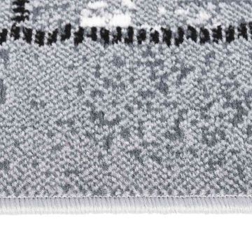 Tappeto Lungo in BCF Grigio con Motivo a Blocchi 60x350 cm
