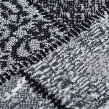 Tappeto Lungo in BCF Grigio con Motivo a Blocchi 80x500 cm