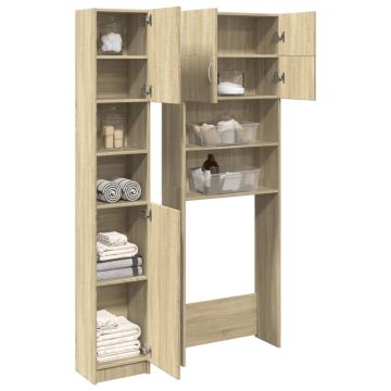Set Mobili da Bagno 2 pz Rovere Sonoma in Legno Multistrato