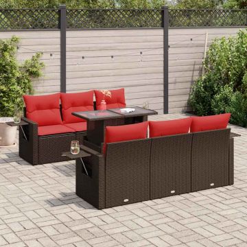 Set Divani da Giardino 7 pz con Cuscini Marrone