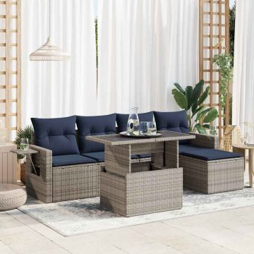 Set Divano da Giardino 6 pz con Cuscini Grigio
