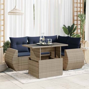 Set Divano Giardino 5 pz con Cuscini Grigio Polyrattan Acacia
