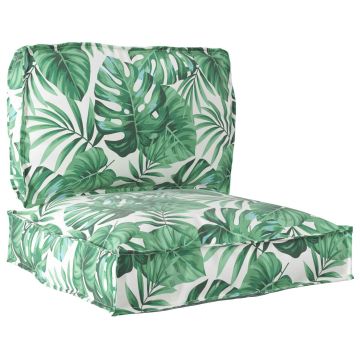 Set di Cuscini per Pallet Tessuto Oxford Motivo Foglia Verde
