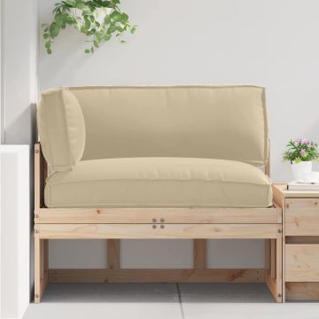 Set di Cuscini per Pallet Tessuto Oxford Beige 120 x 80 x 52 cm