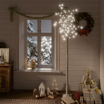 Albero Natale 220 LED 2,2m Salice Bianco Freddo Interno Esterno