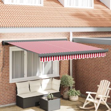 Tenda retrattile Rosso e Bianco 300 x 250 cm Tela e Alluminio