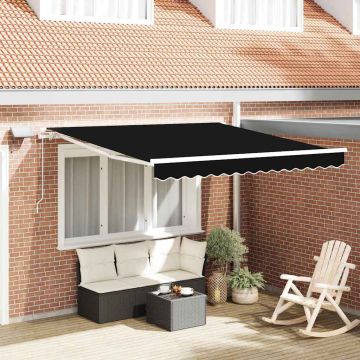 Tenda retrattile Nero 300 x 250 cm Tessuto e Alluminio