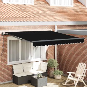 Tenda retrattile Nero 300 x 250 cm Tessuto e Alluminio