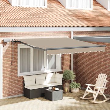 Tenda retrattile Beige 300 x 250 cm Tessuto e Alluminio