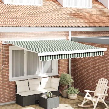 Tenda retrattile Verde e Bianco 300 x 250 cm Tela e Alluminio