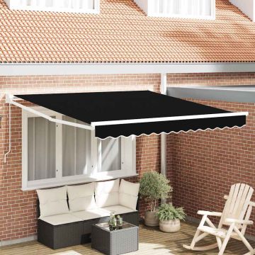 Tenda retrattile Nero 350 x 250 cm 100% Poliestere e Alluminio