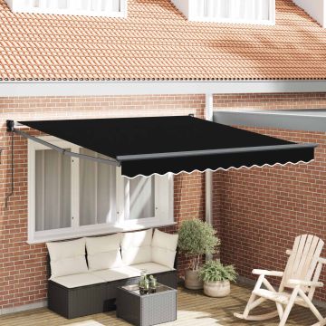 Tenda retrattile Nero 350 x 250 cm 100% Poliestere e Alluminio