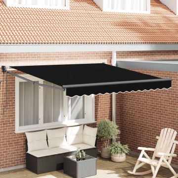 Tenda retrattile Nero 350 x 250 cm Poliestere e Metallo