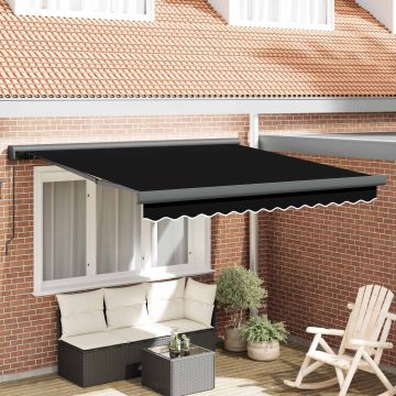 Tenda retrattile Nero 350 x 250 cm Tela e Alluminio