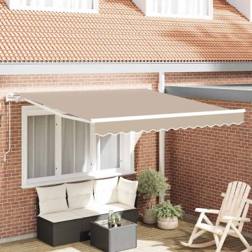 Tenda retrattile Beige 350 x 250 cm Tessuto e Alluminio