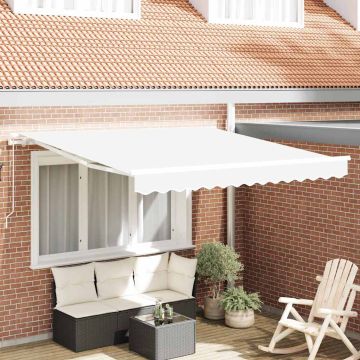 Tenda retrattile Bianco 350 x 250 cm Poliestere e Alluminio