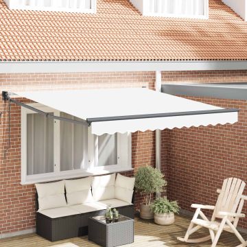 Tenda retrattile Bianco 350 x 250 cm Poliestere e Metallo