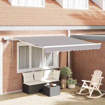 Tenda retrattile Grigio Chiaro 350 x 250 cm Tessuto e Alluminio