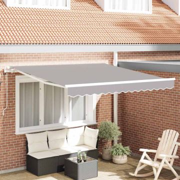 Tenda retrattile Grigio Chiaro 350 x 250 cm Tessuto e Alluminio