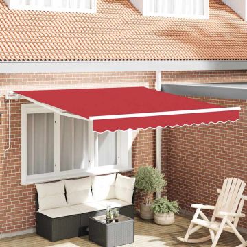 Tenda retrattile Rosso 350 x 250 cm Tessuto e Alluminio