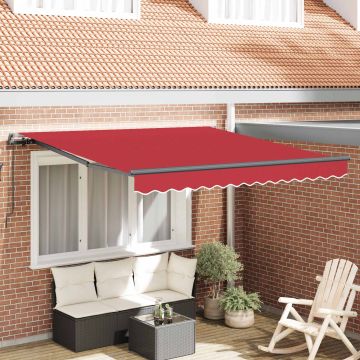 Tenda retrattile Rosso 350 x 250 cm Poliestere e Alluminio