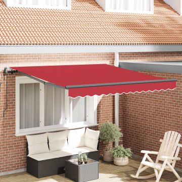 Tenda retrattile Rosso 350 x 250 cm Tessuto e Alluminio