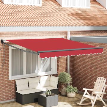 Tenda retrattile Rosso 350 x 250 cm Poliestere e Metallo