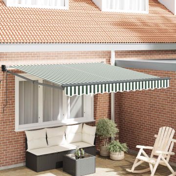 Tenda retrattile Verde e Bianco 350 x 250 cm