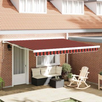 Tenda retrattile Rosso e Nero 400 × 300 cm Tessuto e Metallo