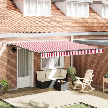 Tenda retrattile Rosso e Bianco 400 × 300 cm Poliestere