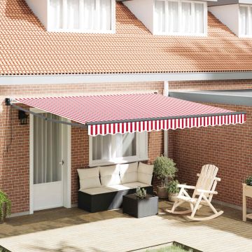 Tenda retrattile Rosso e Bianco 400 × 300 cm