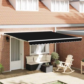 Tenda retrattile Nero 400 × 300 cm Poliestere e Alluminio