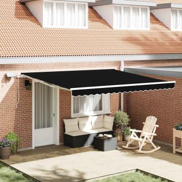 Tenda retrattile Nero 400 × 300 cm Tessuto e Alluminio