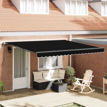 Tenda retrattile Nero 400 × 300 cm Tessuto e Alluminio