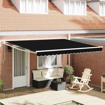 Tenda retrattile Nero 400 × 300 cm Poliestere e Metallo