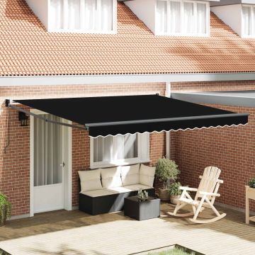 Tenda retrattile Nero 400 × 300 cm 100% Poliestere e Alluminio