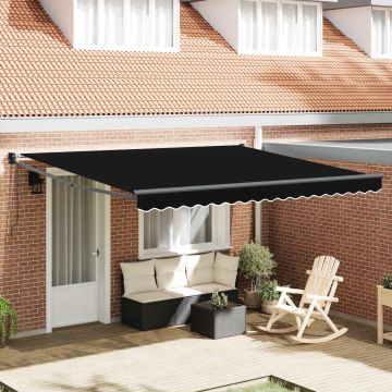 Tenda retrattile Nero 400 × 300 cm Poliestere e Metallo