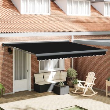 Tenda retrattile Nero 400 × 300 cm Tessuto e Metallo
