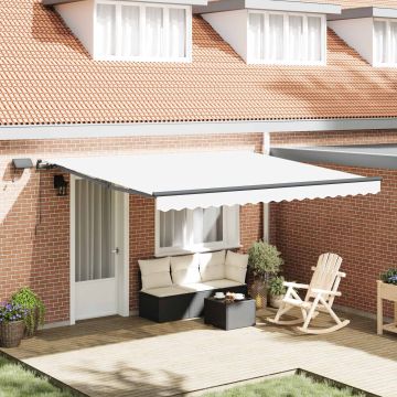 Tenda retrattile Bianco 400 × 300 cm Tessuto e Alluminio