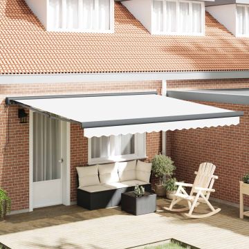 Tenda retrattile Bianco 400 × 300 cm Tessuto e Metallo