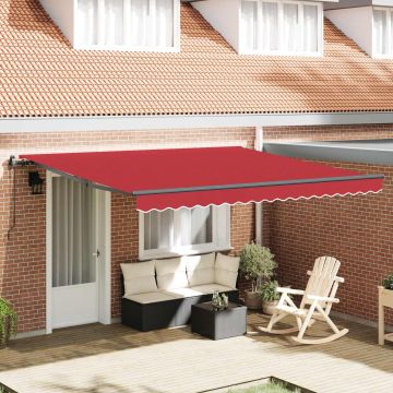 Tenda retrattile Rosso 400 × 300 cm Tessuto e Alluminio